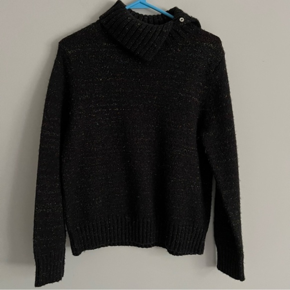 Karen Scott Black Metallic Multicolor Speckled Turtleneck Sweater